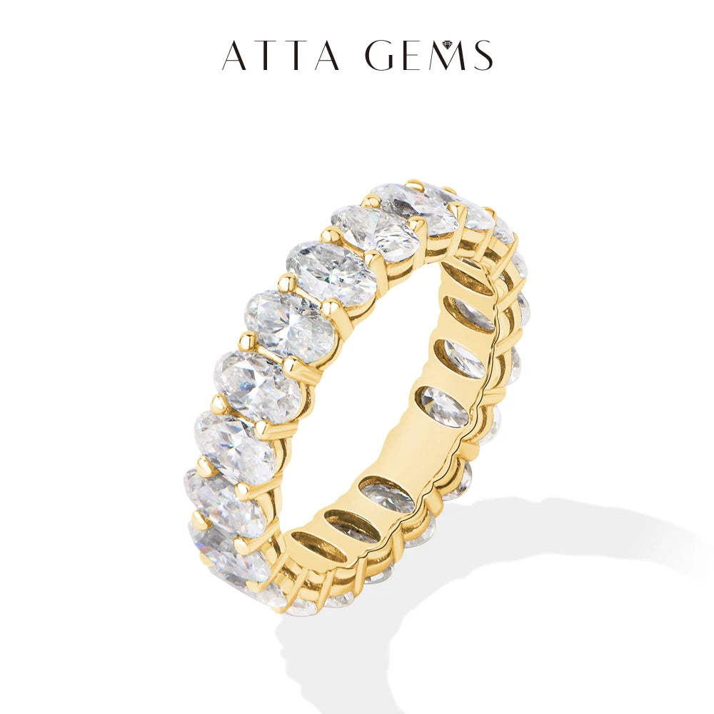 ATTAGEMS Moissanite Eternity Rings for Women Gold Plated Copper Full Pave Stackable Engagement Band for Her Bridal Jewelry Gifts