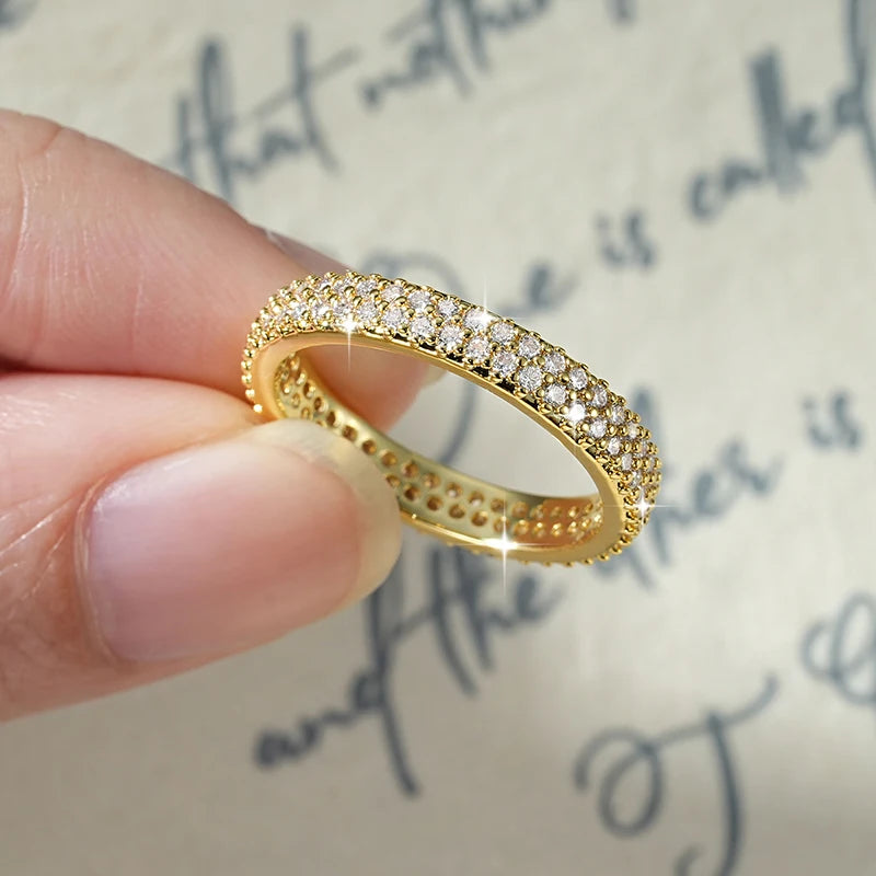 Ehhai Lab Created Diamond Moissanite Full Eternity Band Engagement Ring for Women Men 14K Gold Filled Wedding Fine Jewelry Gifts