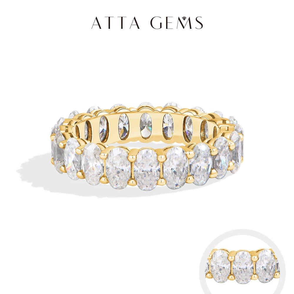 ATTAGEMS Moissanite Eternity Rings for Women Gold Plated Copper Full Pave Stackable Engagement Band for Her Bridal Jewelry Gifts