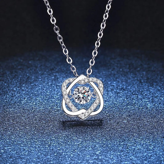Moissanite Necklace For Women 100% Sterling S925 Silver With White Gold Plated Lab Diamond Jewelry Wedding Pendant with O-chain
