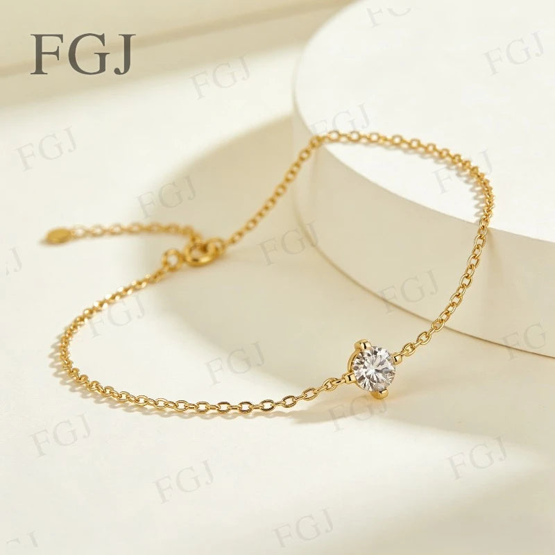 Hip-Hop Moissanite Tennis Bracelet Chain 925 Sterling Silver Round 6.5mm D Color VVS1 For Women Dating Birthday Jewelry Gifts
