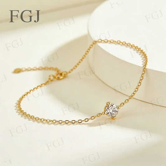 Hip-Hop Moissanite Tennis Bracelet Chain 925 Sterling Silver Round 6.5mm D Color VVS1 For Women Dating Birthday Jewelry Gifts