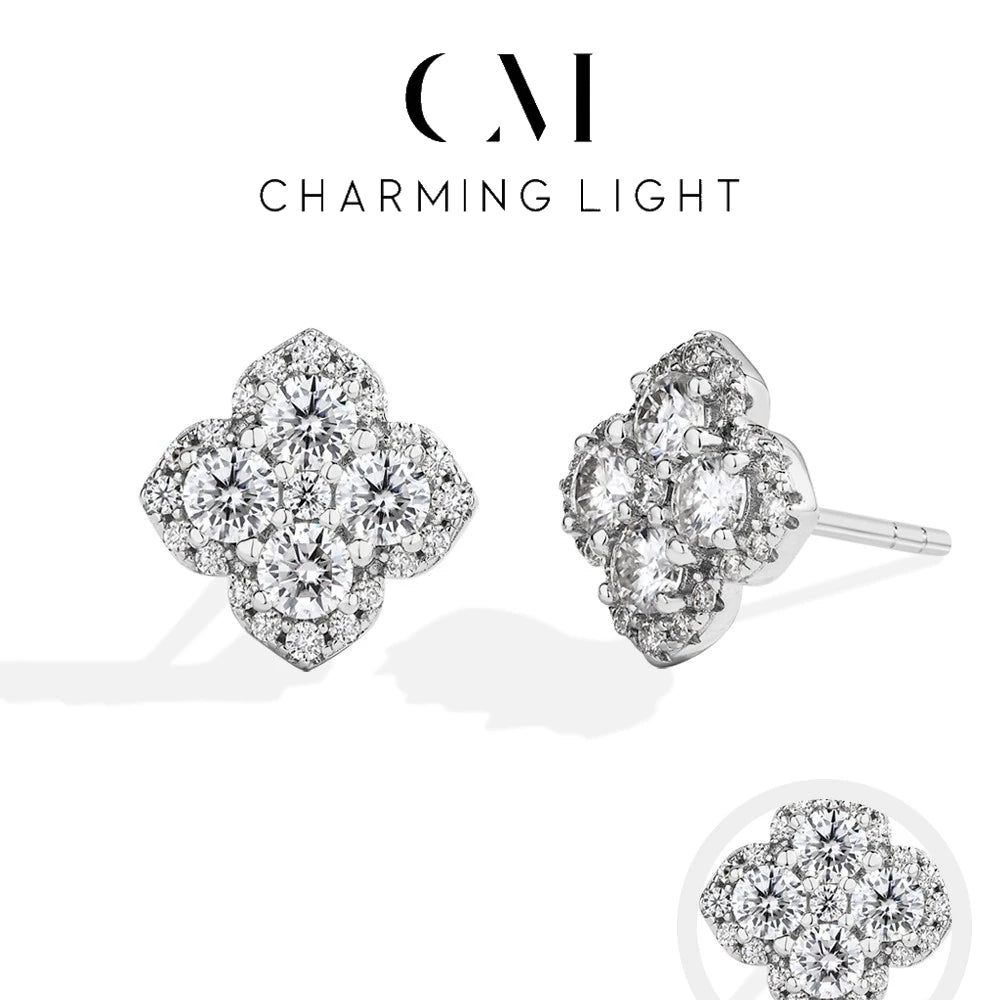 CHARMING Full Moissanite Diamond Earring D Color 925 Sterling Silver For Women 18k Gold Plated Engagement Fine Jewelry Gift
