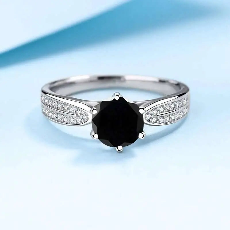 1CT 6.5MM D Color VVS GRA Moissanite Ring For Charm Lady 925 Sterling Silver Female Fine 925 Sterling Silver Jewelry Wholesale