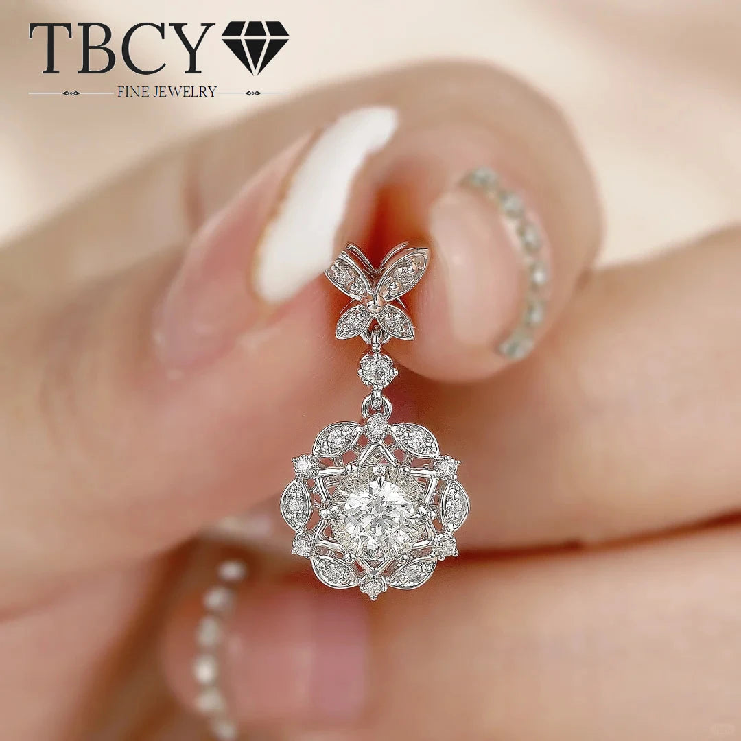 TBCYD 1CT Moissanite Pendant Necklace Silver 925 Women's Butterfly Flower Necklace High Quality Sparkling Mother's Jewelry Gifts