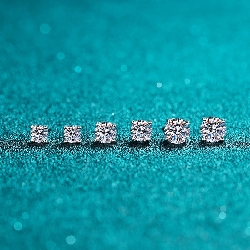 3Carat 8.0mm D Color Moissanite Stud Earrings For Women Top Quality 100% 925 Sterling Silver Sparkling Wedding Jewelry