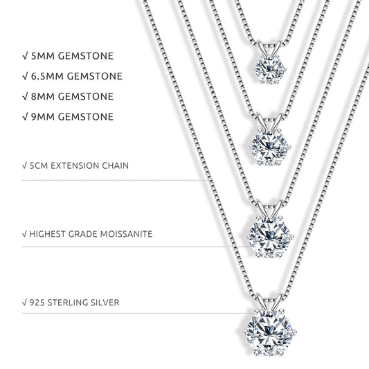 0.5–5 CT Classic Moissanite Pendant Necklace
