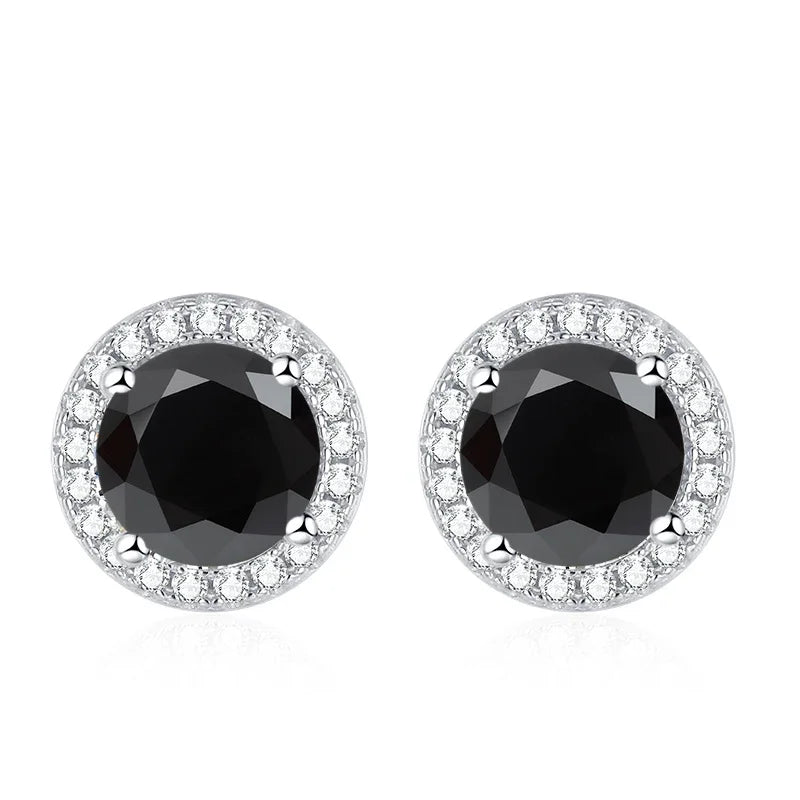 Tezzc Moissanite Stud Earrings for Women 925 Sterling Silver Green Blue Pink Red Black Blue Sparkling Moissanite Studs Earring