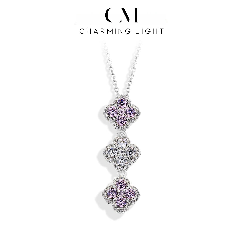 CHARMING Sparkling D Color Moissanite Diamond Necklace 925 Silver Pendant Necklaces Fine Jewelry for Women Gift With Certificate