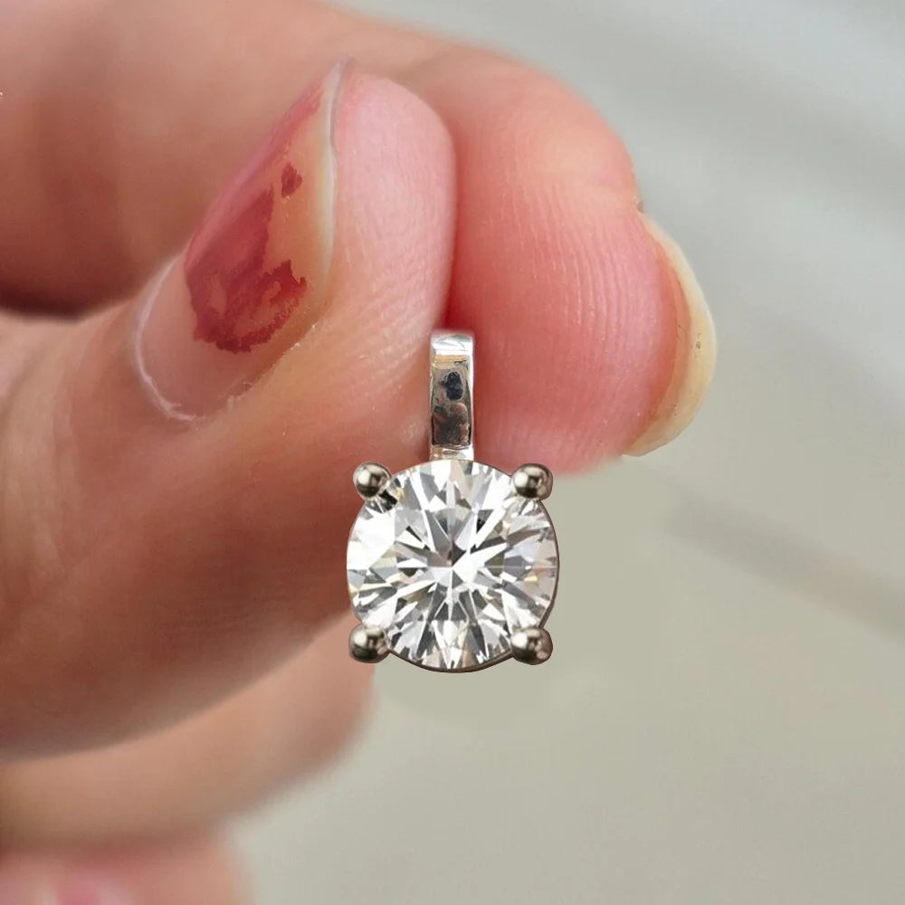 2/3/4ct Round Brilliant Cut Solitaire Moissanite Pendant Necklace With GRA S925 Silver Hard Collar Choker Fine Jewelry for Women