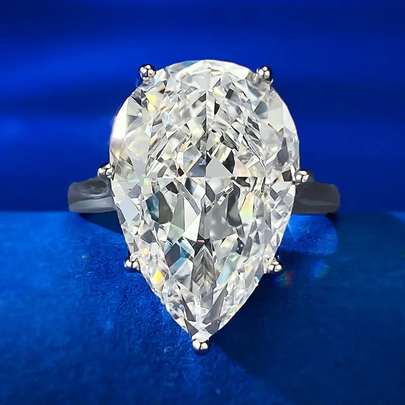 Huge Pear Cut 12*18mm Moissanite Diamond Ring Real 925 Sterling Silver Party Wedding Band Rings for Women Engagement Jewelry