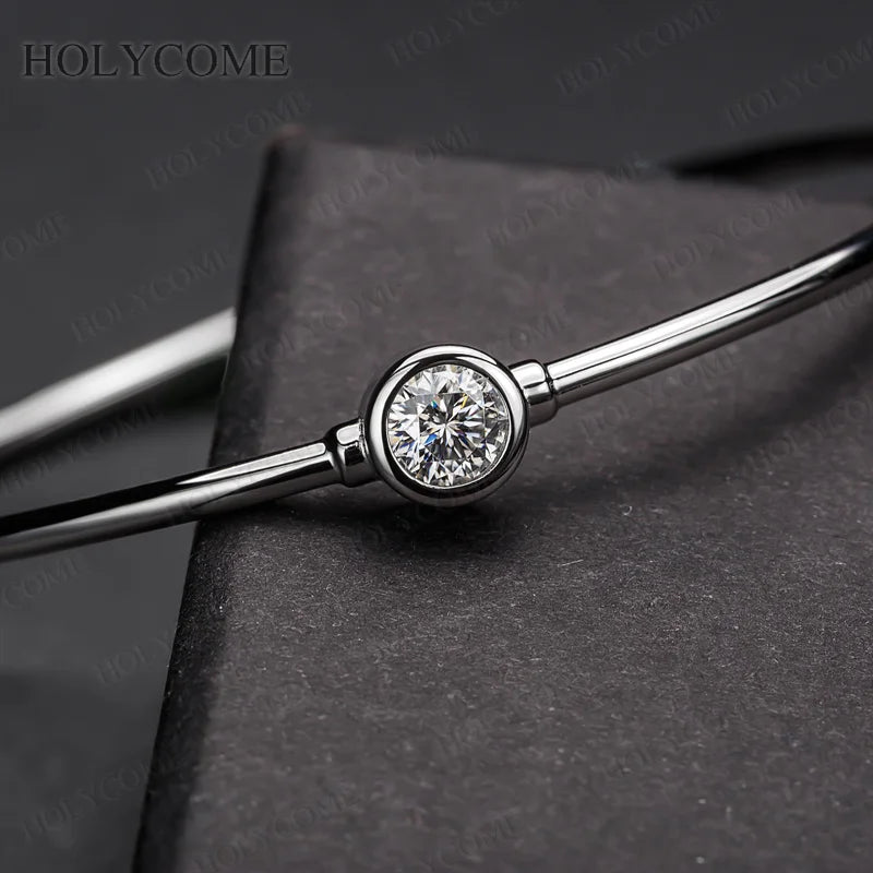 0.5Carat D Moissanite Bangle Bracelet S925 Silver Fine Jewelry for Women Classic Valentine's Day Birthday Gift With Certificate