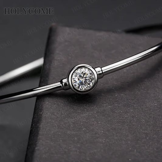 0.5Carat D Moissanite Bangle Bracelet S925 Silver Fine Jewelry for Women Classic Valentine's Day Birthday Gift With Certificate