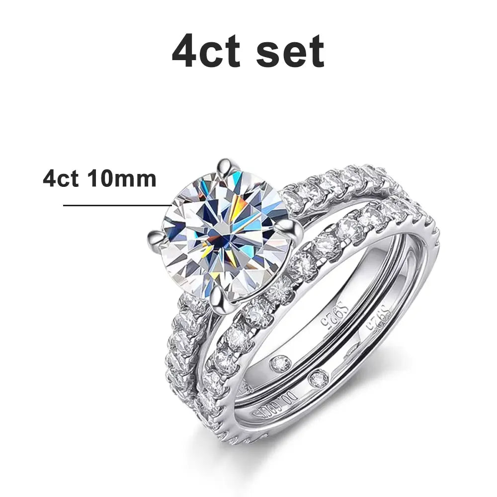 2–4 CT Moissanite Bridal Set with Eternity Band