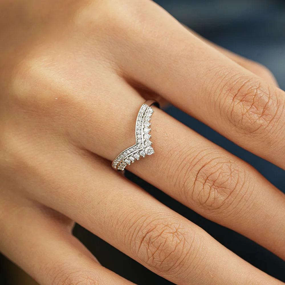 925 Sterling Silver Moissanite Wedding Bands Fine Jewelry Ring For Women