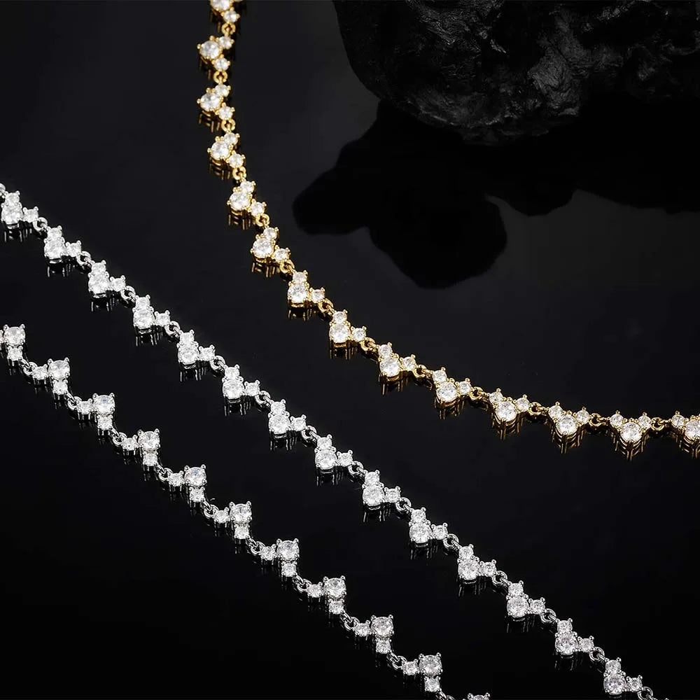 MUXIFC 3mm Full Moissanite Tennis Diaomond Necklace GRA Certificate S925 Sterling Silver Plated 18k Gold Clavicle Chain Gift
