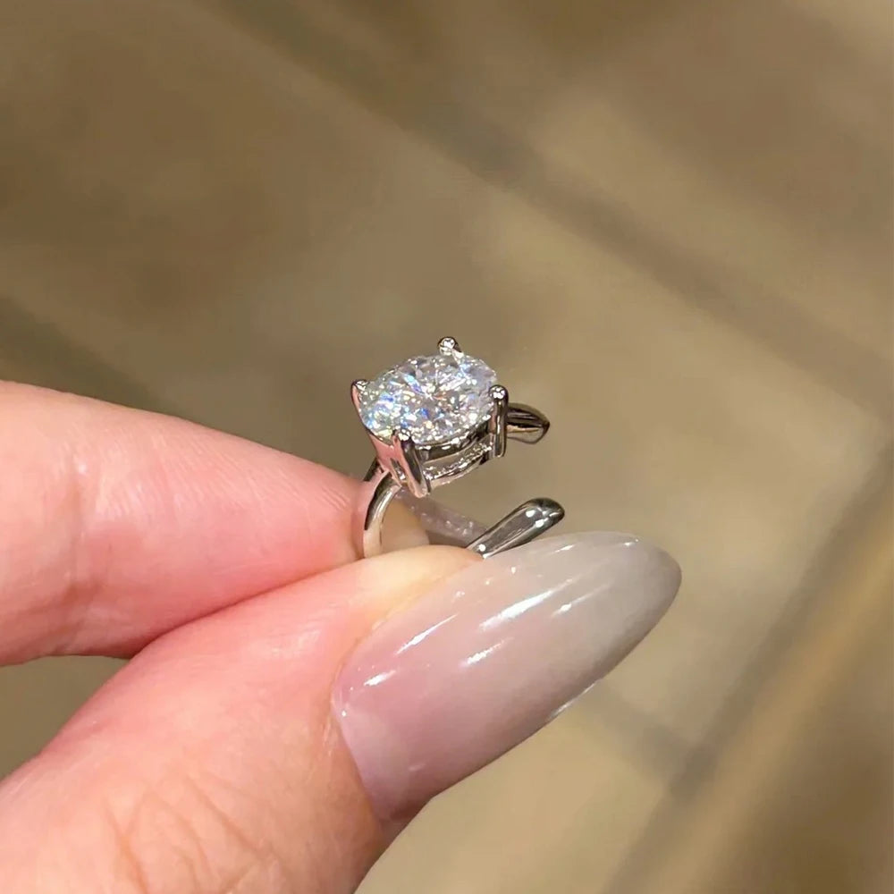 Certified 2CT Round Solitaire Moissanite Open Ear Cuff For Women S925 Silver Lab Diamond Minimalist Unique Earrings No Piercing
