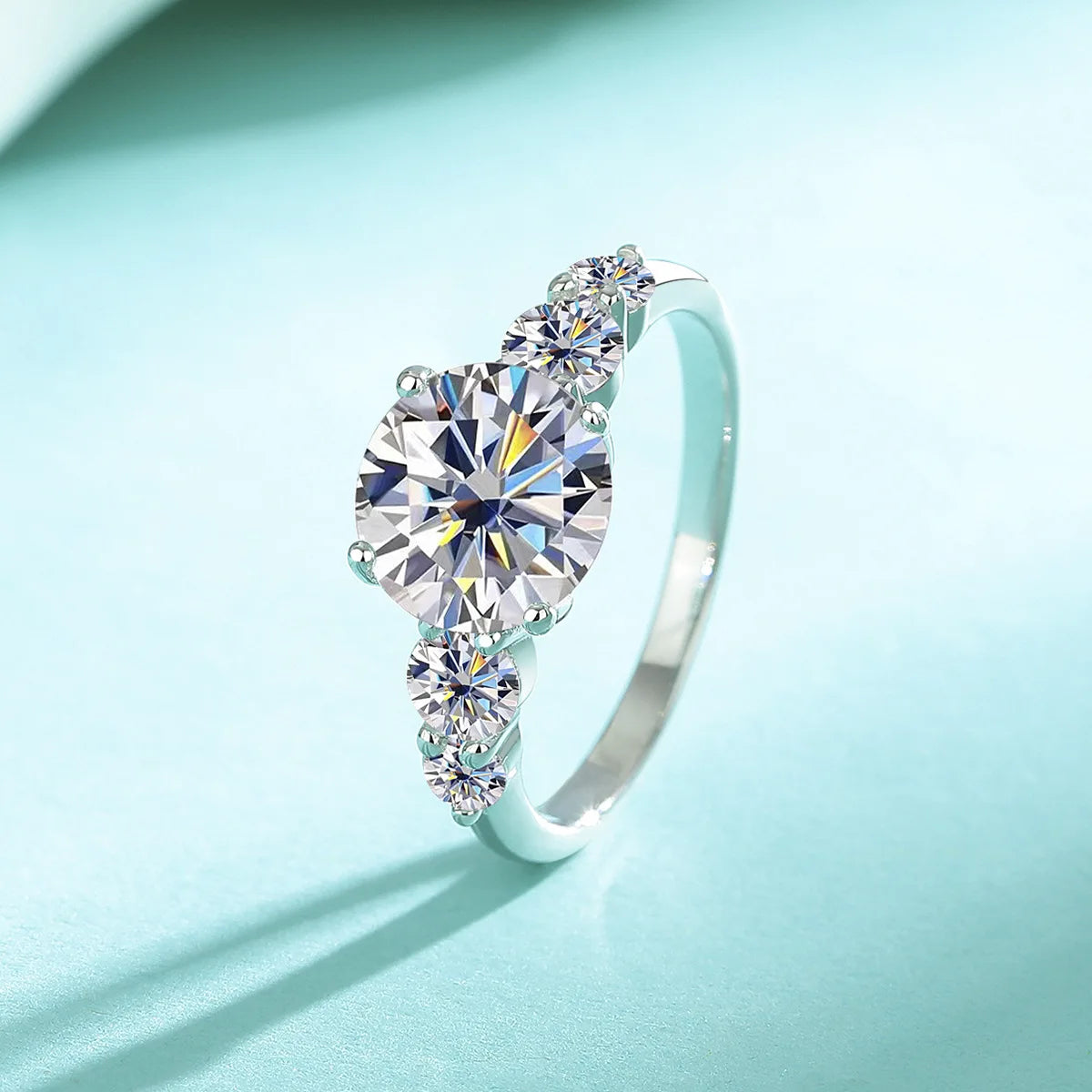 A 925 silver 3.8 carat moissanite ring, fashionable, niche, versatile, men's and women's couple ring wedding ring