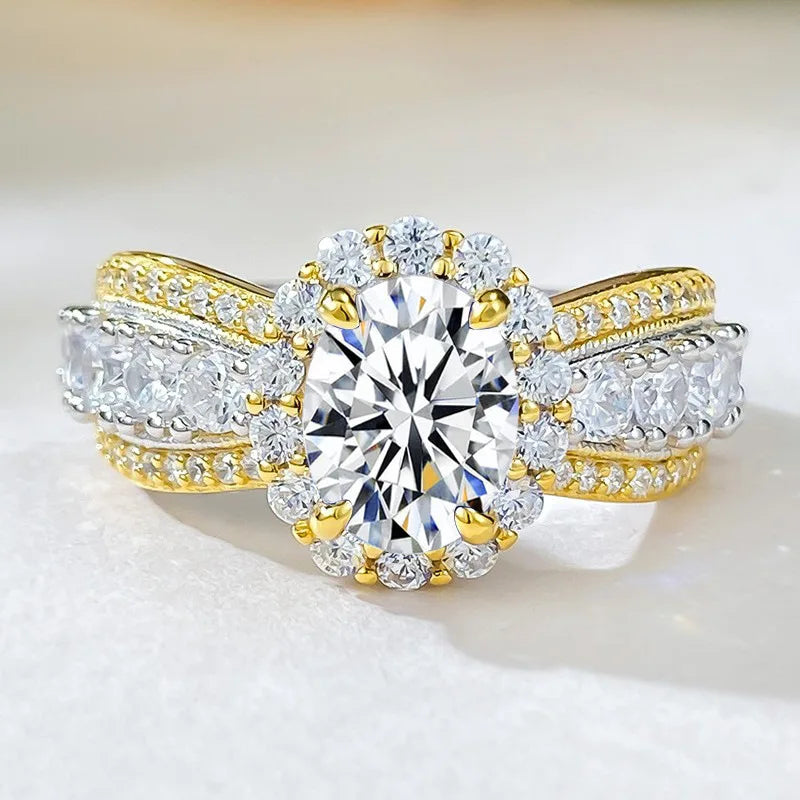 100% Real 6x8MM Oval Moissanite Ring with Certificate Passed Diamond Test Ring Women Wedding Jewelry Gift S925 Silver