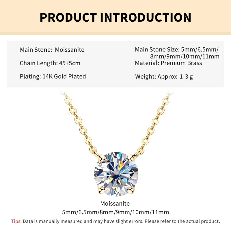 0.5–5 CT Solitaire Moissanite Necklace