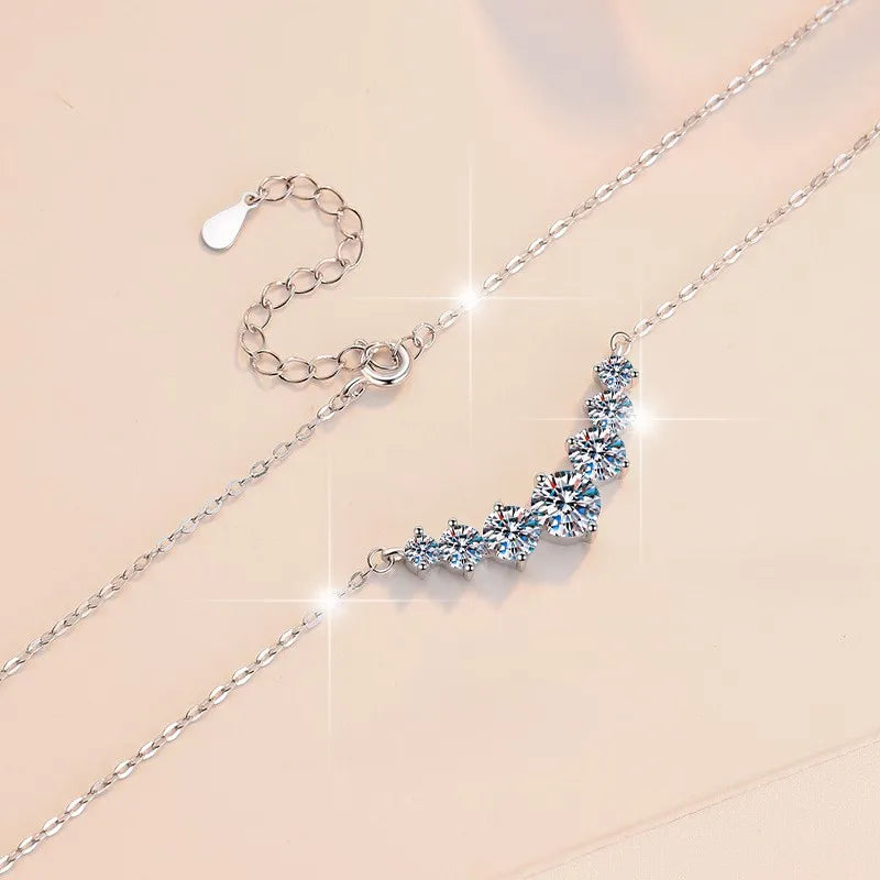 Moissanite Necklace for Woman S925 Sterling Sliver Diamond Pendant Plated Platinum Engagement Wedding Jewely