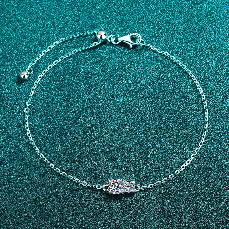 Tezzc New Full Moissanite Diamond Bracelet 925 Silver Chain Charms Bracelet Wrist Chain Adjustable For Women Girls Jewelry Gifts