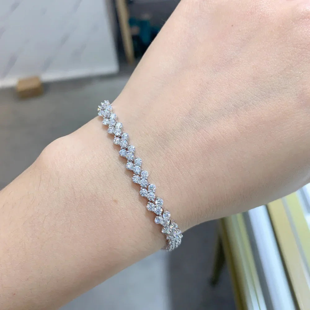 LinkerLove 925 Silver 2.5mm Moissanite Tennis Bracelet White Gold Plated Hypoallergenic Luxury Jewelry for Women Wedding Jewelry
