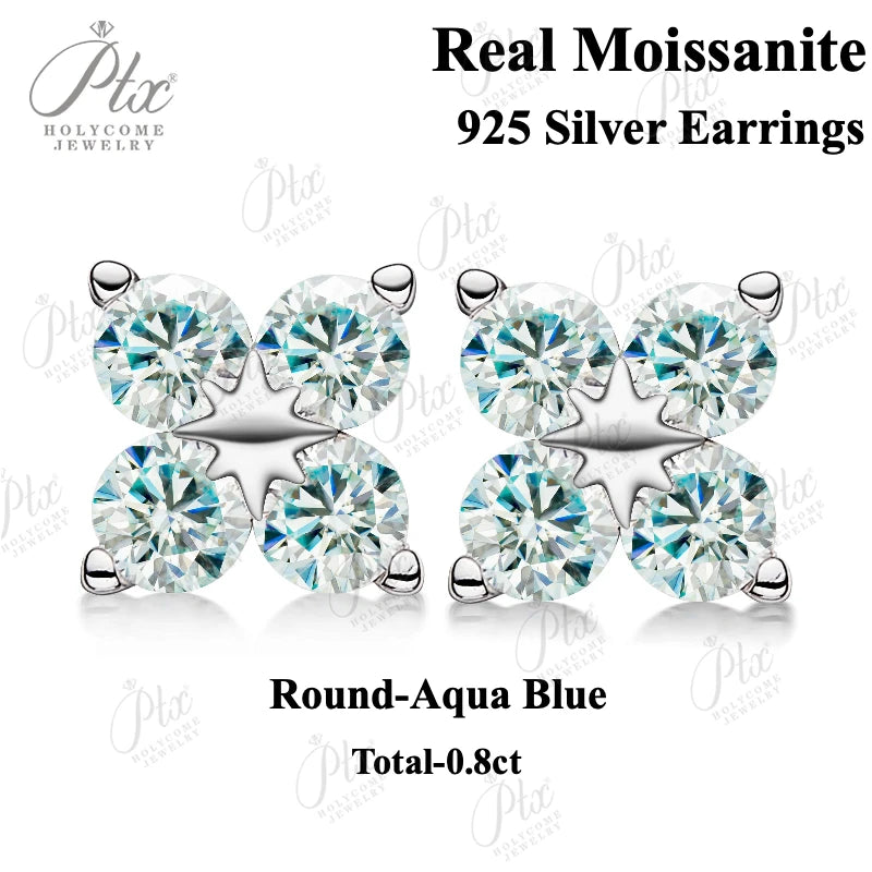 Moissanite Stud Earrings 925 Sterling Silver Screw-Back Piercing Ear Jewelry for Women Men Gifts