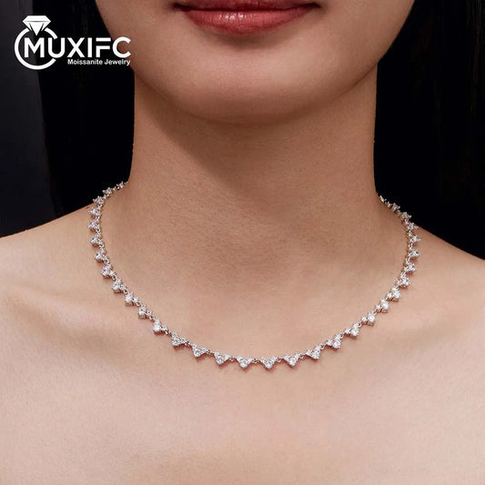 3mm Full Moissanite Tennis Necklace Clavicle Chain Gold Plated