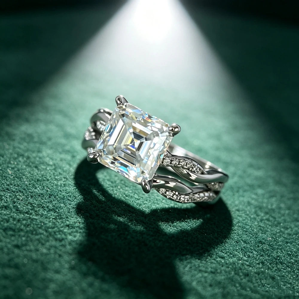 2.5ct  8 x 8mm Moissanite Ring S925 Sterling Silver Stacked up Wedding Rings for Woman Jewelry Gift