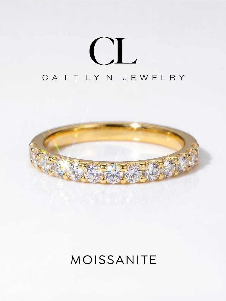 Real Moissanite Diamond Solitaire Stackable Wedding Rings for Women 925 Sterling Silver Luxury Fashion Quality Fine Jewelry
