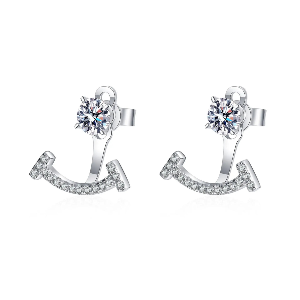 925 Sterling Silver Moissanite Stud Earrings 4 Prong Micro Pave Women Detachable Drop Earrings Fine Jewelry Gift