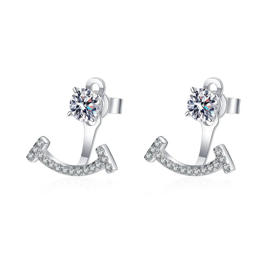 Micro Pavé Moissanite Stud Earrings with Detachable Drop