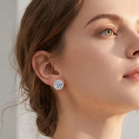 1ct D Color Moissanite Earring for Women Wedding Fine Jewely with GRA 925 Sterling Sliver Plated 18k White Gold Earring Gift