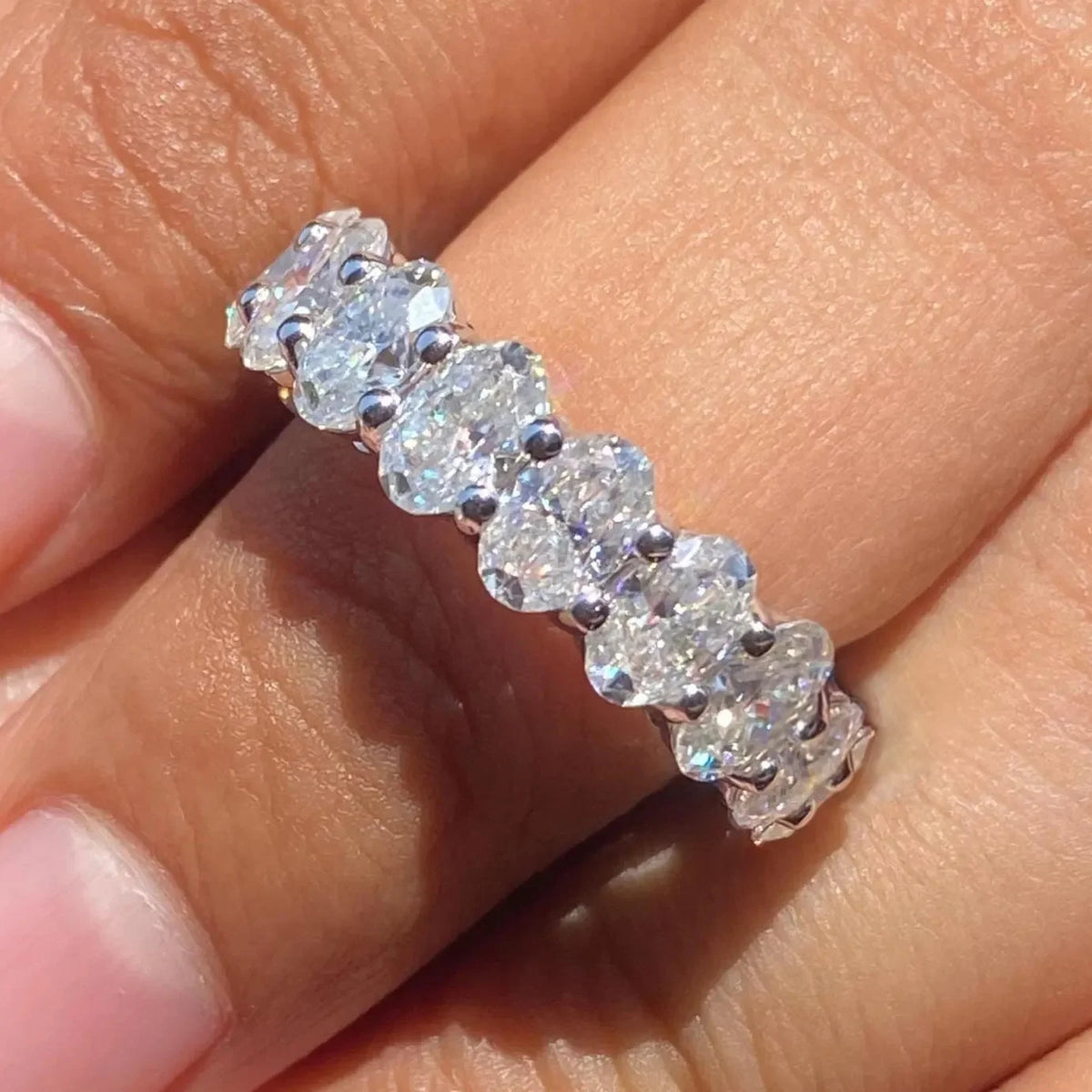 3*5mm Oval Moissanite Rings Full Eternity for Women 925 Sterling Silver Lab Diamond Wedding Band with Certificate Jewelry Gift