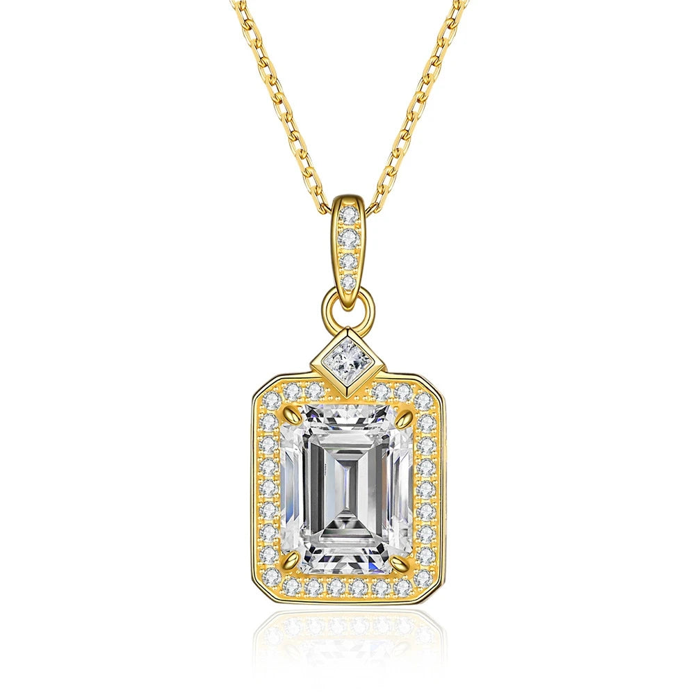 7*9MM 2CT Moissanite Pendant Emerald Cut S925 Sterling Silver Necklace for Woman Party Jewelry Gift
