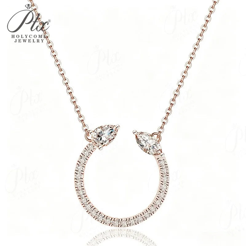 Moissanite Pendant Necklace Water Drop 925 Sterling Silver 18K Gold Plated Classical Unique Gift for Woman Holycome Jewelry
