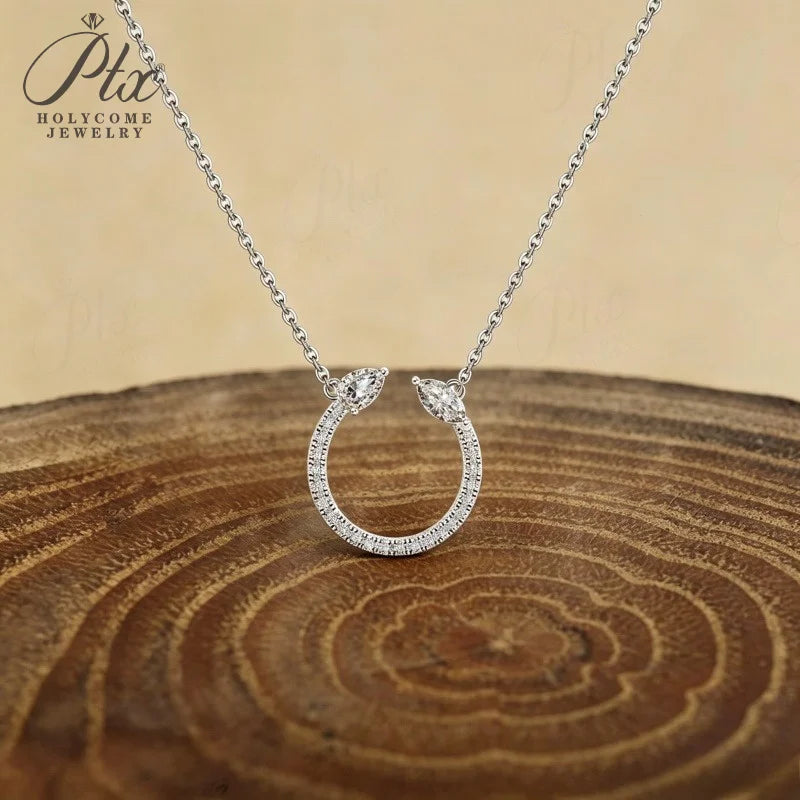Moissanite Pendant Necklace Water Drop 925 Sterling Silver 18K Gold Plated Classical Unique Gift for Woman Holycome Jewelry