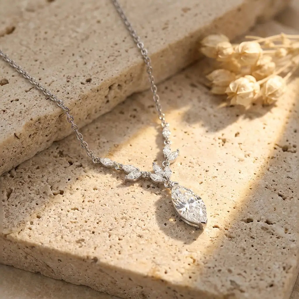 CEICI GRA Certified 3CT Marquess Cut Moissanite Necklace for Women 925 Sterling Silver 18K Gold Wedding Fine Jewelry Gift