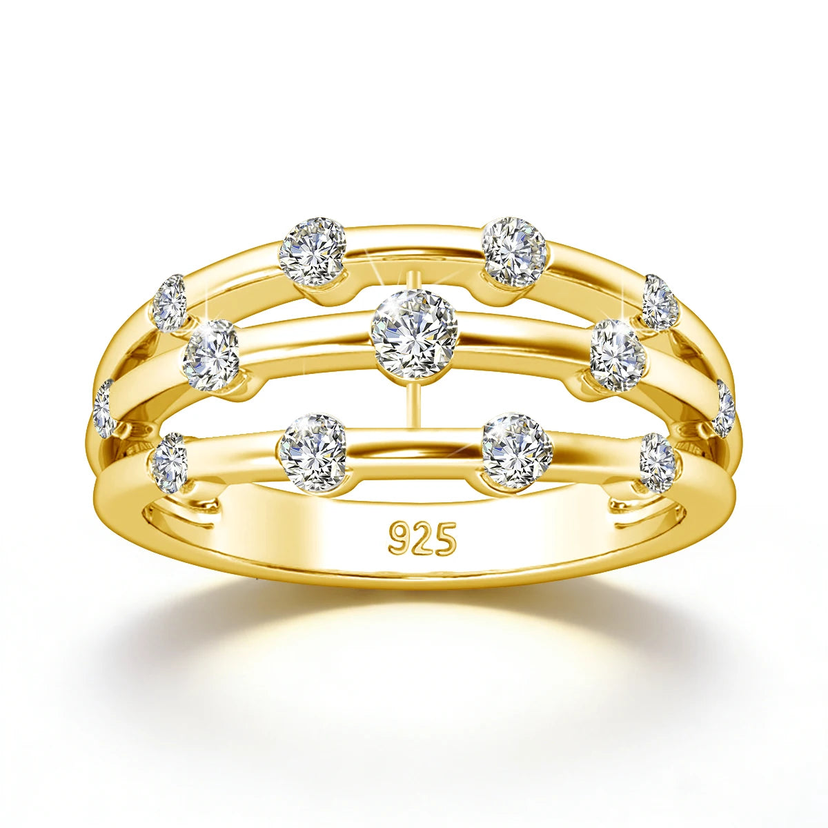 Certificated Moissanite Rings For Women Solid 925 Sterling Silver Eternity Band Wedding Jewelry Gift For Girl Pass Diamond Test
