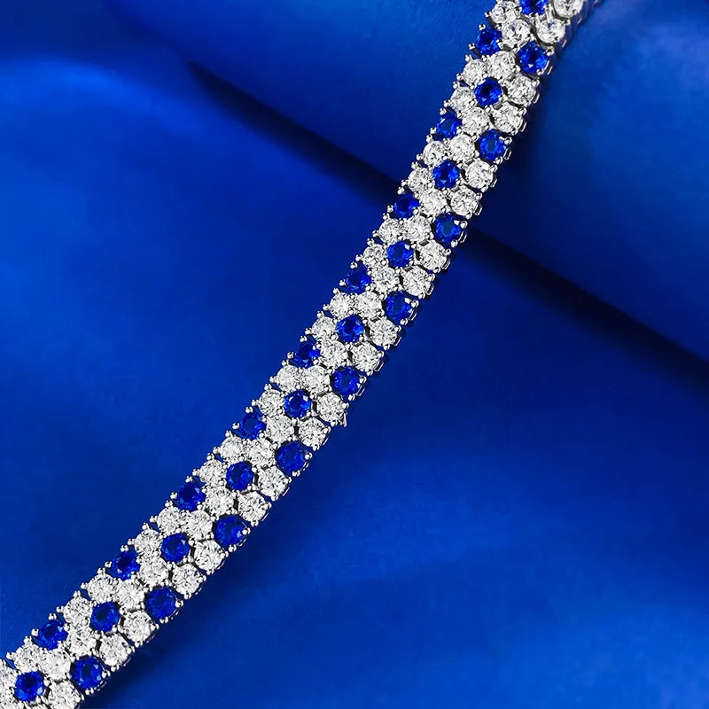 Charm Sapphire Moissanite Bangle Bracelet 100% Real 925 Sterling silver Wedding Bracelets For Women Bridal Promise Party Jewelry
