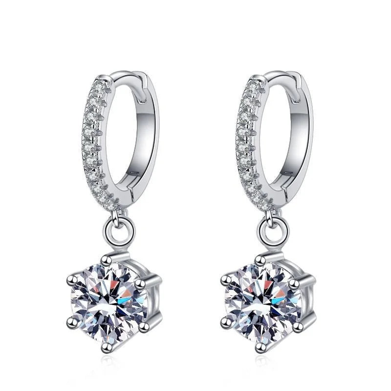 E019 Lefei Fashion Trendy Diamond-set Classic Moissanite Cross Square Stud Earrings For Women s925 Sterling Silver Party Jewelry