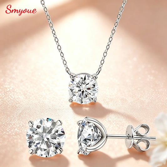 Smyoue Certified 1-5CT Real Moissanite Jewelry Sets for Women Men Lab Diamond D Vvs1 Dainty Brilliant s925 Sterling Silver Set