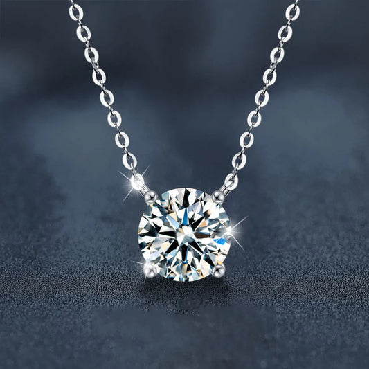 ICEBLING 1-3CT Moissanite Necklace for Women D Color Sparkling Classic Lab Diamon Pendant Sterling Silver 925 GRA