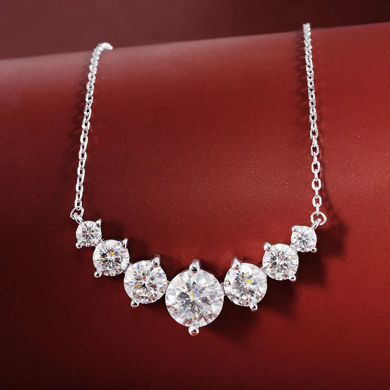OEVAS 100% 925 Sterling Silver 1.7 Carat Moissanite Diamond Pendant Necklace For Women Luxury Wedding Party Fine Jewelry Gifts