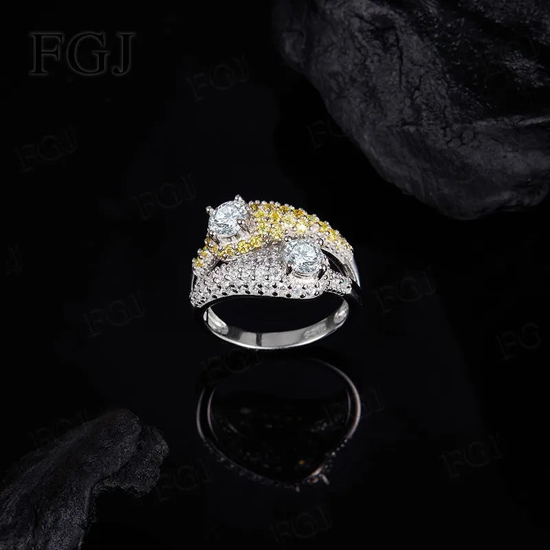 With GRA Original Solid 925 Sterling Silver Moissanite Ring For Women Luxury Jewelry With Stamp Engagement Gift Trend Charms