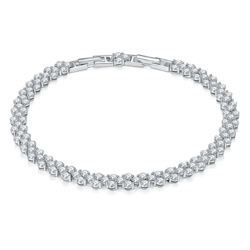 LinkerLove 925 Silver 2.5mm Moissanite Tennis Bracelet White Gold Plated Hypoallergenic Luxury Jewelry for Women Wedding Jewelry