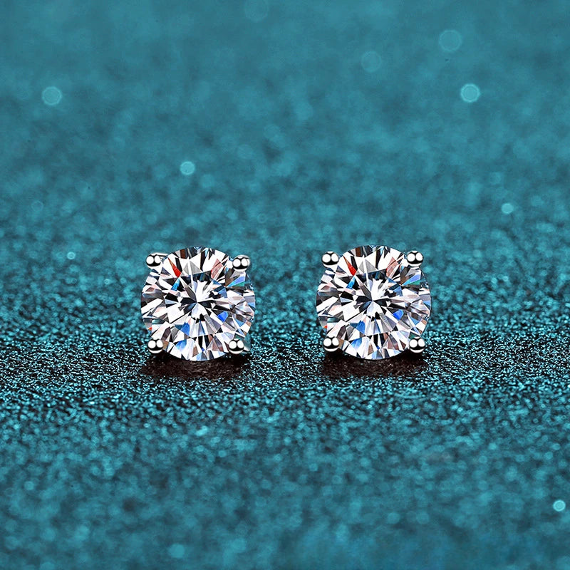 3Carat 8.0mm D Color Moissanite Stud Earrings For Women Top Quality 100% 925 Sterling Silver Sparkling Wedding Jewelry