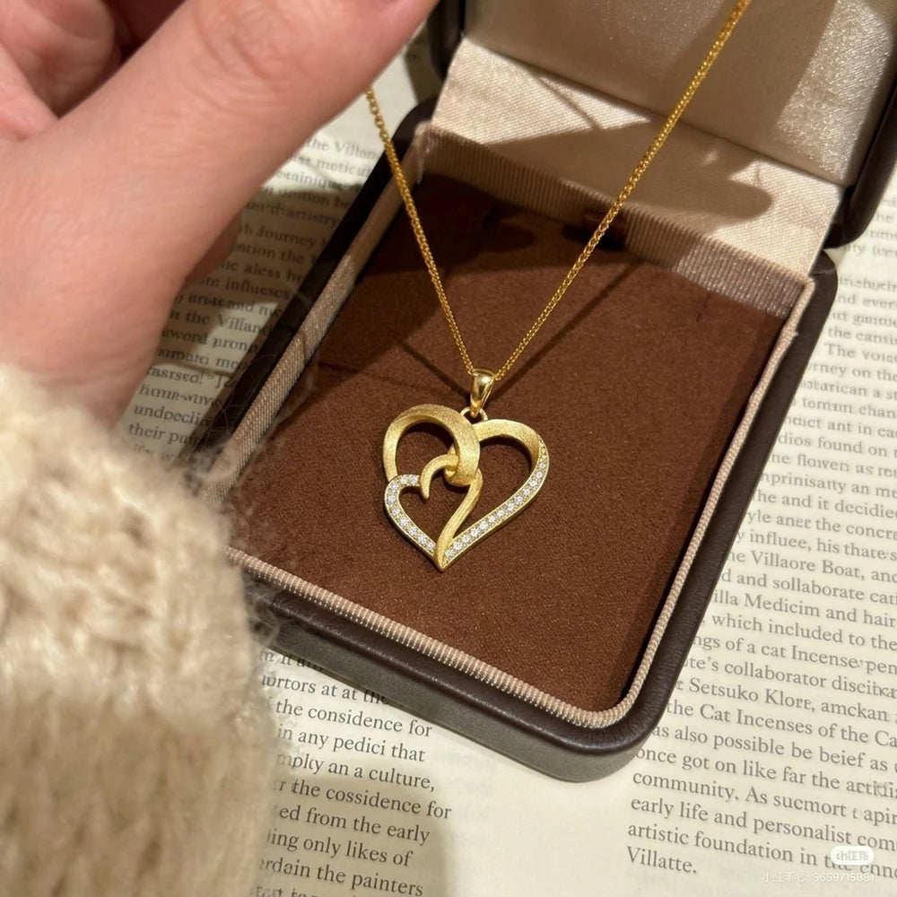 S925 Sterling Silver18K Gold Plated Necklace All Moissanite Heart-Shaped Pendant Necklaces for Woman Jewelry Gift