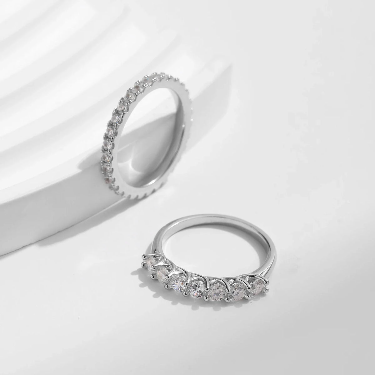 MODIAN Moissanite Wedding Band 925 Sterling Silver Ring Platinum Plated Lab Diamond Stackable Crown Jewelry For Women Gifts